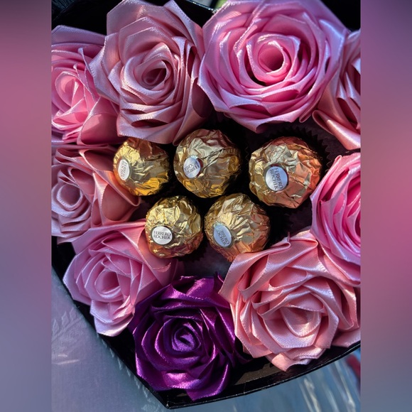 Hand Crafted Other - Valentine box with eternal roses and chocolate